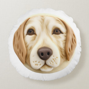 Coussins Ronds Chien Golden Retriever Inspiré de la 3D