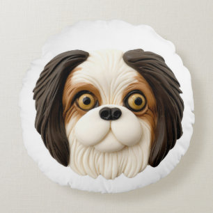 Coussins Ronds Chien Japonais Chin Inspiré 3D