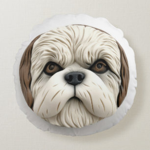 Coussins Ronds Chien Malti Tzu Inspiré 3D