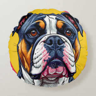 Coussins Ronds Chien Mignon Yeux Expressifs Dessin Animé