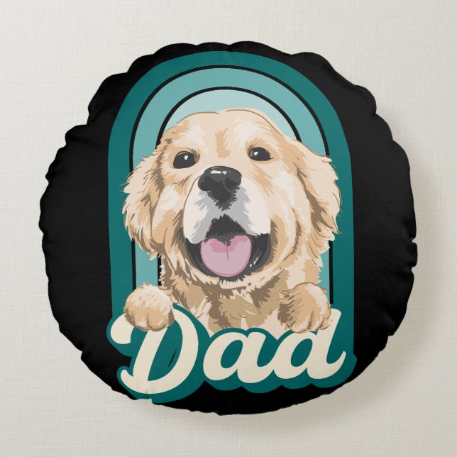 Coussins Ronds Chien papa, j'aime les chiens, j'aime mes animaux (Devant)