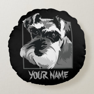Coussins Ronds Chien personnalisable de Schnauzer miniature