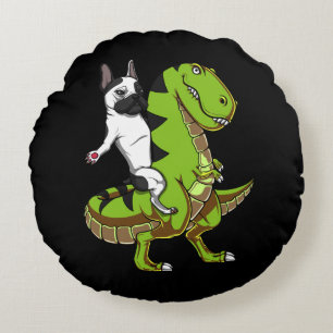 Coussins Ronds Chien-taureaux français équitation T-Rex Dinosaur