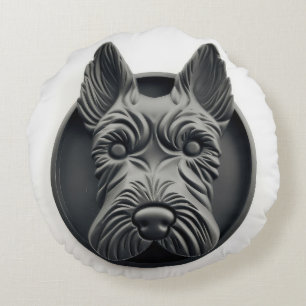 Coussins Ronds Chien Terrier Écossais Inspiré 3D