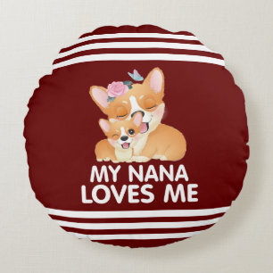 Coussins Ronds Chiens Corgi mignons - Ma Nana M'Aime