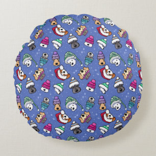 Coussins Ronds Chiens d'hiver