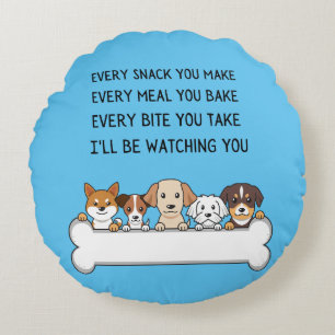 Coussins Ronds Chiens Et Chiots Drôle Citer Doodle