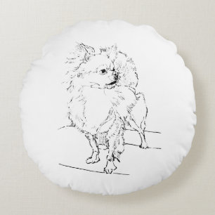 Coussins Ronds Chihuahua à poils longs - Illustration de chien mi