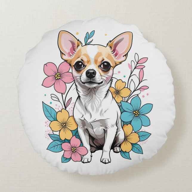 Coussins Ronds Chihuahua du printemps (Dos)