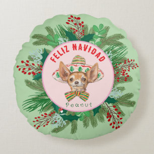 Coussins Ronds Chihuahua Feliz Navidad Happy Hollidays germe