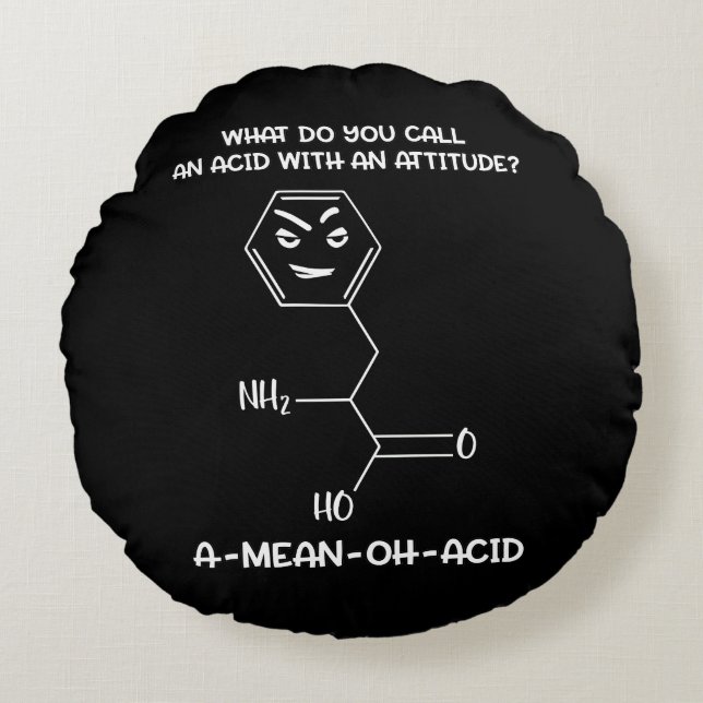 Coussins Ronds Chimie Science Acide Attitude A-Moyenne-Oh-Acide (Devant)