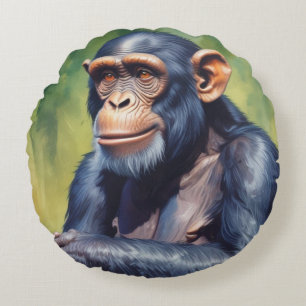 Coussins Ronds Chimpanzé fou mignon