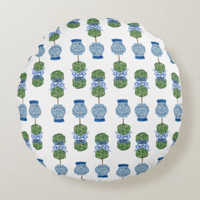 Coussins Ronds Chinoiserie Ginger Jar Jars Topiary Panier Jeter P (Devant)