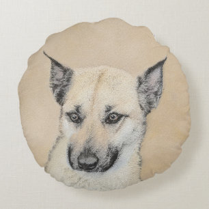 Coussins Ronds Chinook (Oreilles Pointées) Peinture - Art Chien o