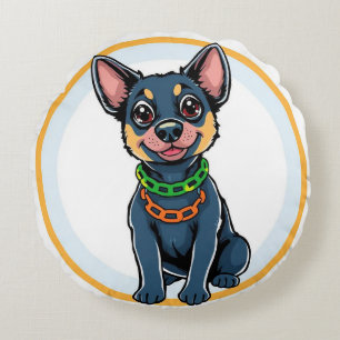 Coussins Ronds Chiot de dessin animé adorable