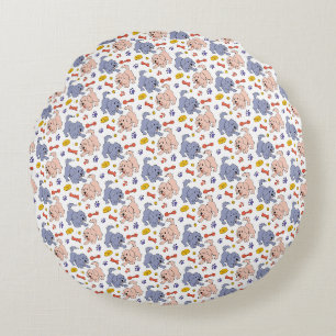 Coussins Ronds Chiot joueur et motif de patte