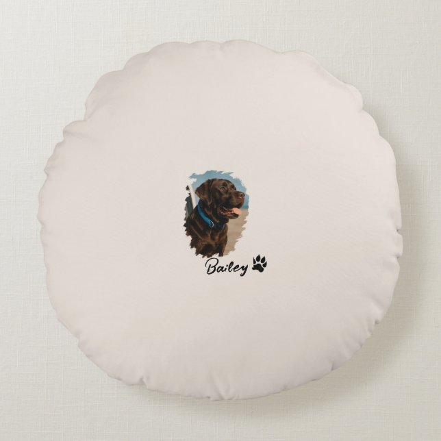 Coussins Ronds Chocolat mignon Labrador Chien - Bailey | Cadeau p (Devant)