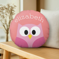 Chouette caricaturale mignonne en rose et corail
