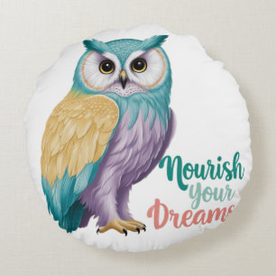 Coussins Ronds "Chouette majestueuse avec un message motivationne