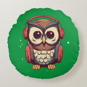 Coussins Ronds Chouette musicale