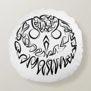 Coussins Ronds Chouette tribale noire et blanche