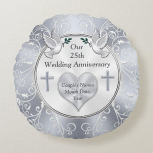 Coussins Ronds Christian, 25e anniversaire Mariage Cadeaux