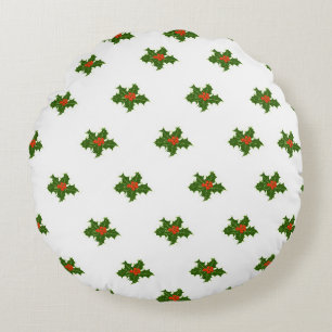 Coussins Ronds Christmas Holly Motif