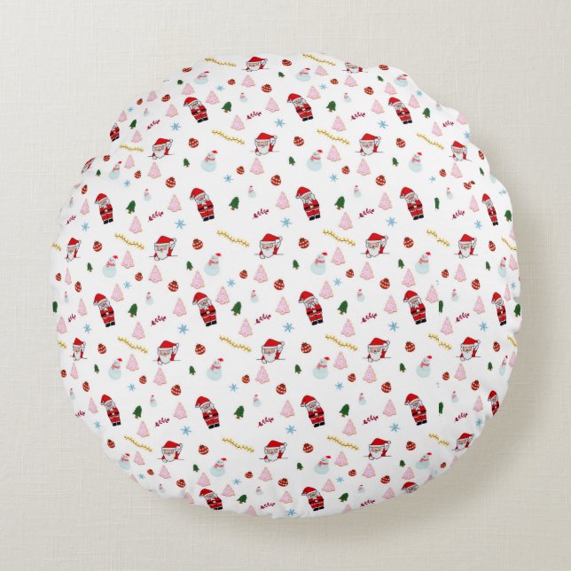 Coussins Ronds Christmas Pattern Round Pillow (Devant)