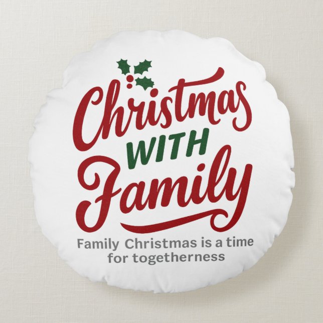 Coussins Ronds Christmas WITH Family – Glitter Holiday Design (Devant)