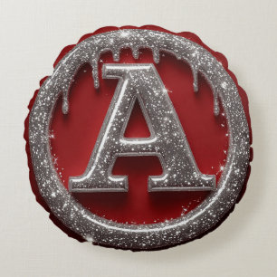 Coussins Ronds Chrome Drip Lettre A Monogramme Icône Paillettes