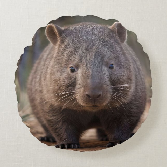 Coussins Ronds "Chubby Charm : L'adorable Wombat Australien" (Devant)