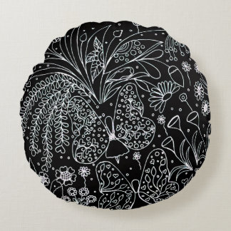 Coussins Ronds ​Chuchotements de la ligne botanique Nature Art Lo