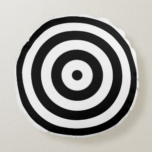 Coussins Ronds Cible oculaire des taureaux noirs et blancs