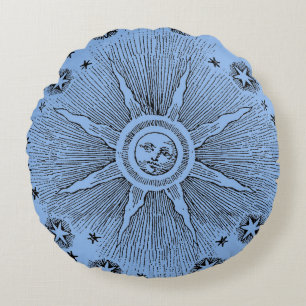 Coussins Ronds Ciel Nocturne Antique Étoiles Solaires Zodiaque Mé