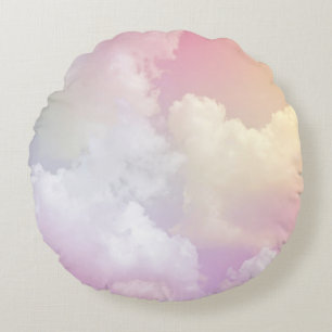 Coussins Ronds Ciel orange rose doux : Fluffeux
