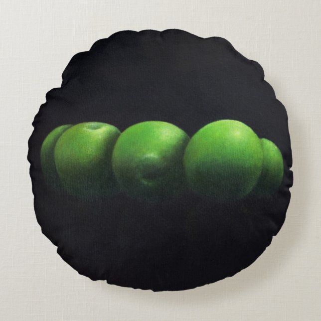 Coussins Ronds Cinq pommes vertes (Devant)