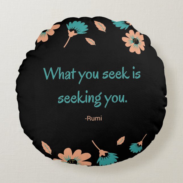Coussins Ronds Citation de recherche de Rumi (Devant)