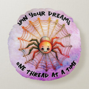 Coussins Ronds Citation inspirante mignonne Spider Monogramme sur