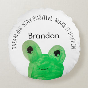 Coussins Ronds Citation inspirante personnalisée Cute frog