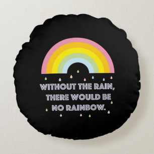 Coussins Ronds Citation inspirée et motivationnelle arc-en-ciel