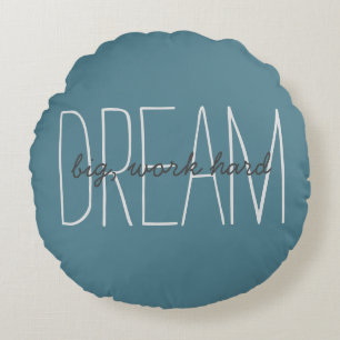 Coussins Ronds Citation motivante de rêve grand Turquoise Moderne