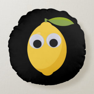 Coussins Ronds Citron, fruit doux avec des yeux globuleux