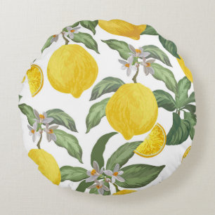 Coussins Ronds Citron : fruits tropicaux vintages sans soudure