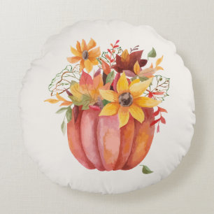 Coussins Ronds Citrouille d'aquarelle Boho automne