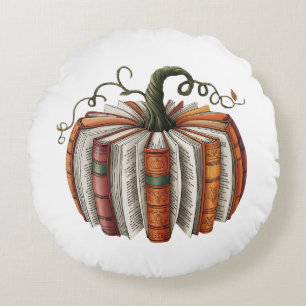 Coussins Ronds Citrouille d'automne livre d'amour livre d'Hallowe