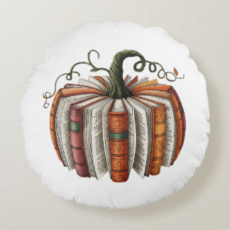 Coussins Ronds Citrouille d'automne livre d'amour livre d'Hallowe