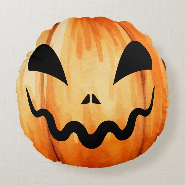 Coussins Ronds Citrouille Halloween Jack-O-Lantern (Devant)
