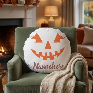 Coussins Ronds Citrouille personnalisée Jack O Lantern Halloween