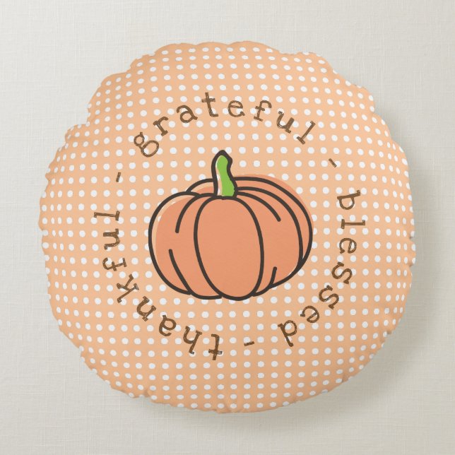 Coussins Ronds Citrouille Remerciements Gratuits Bienheureux Than (Devant)