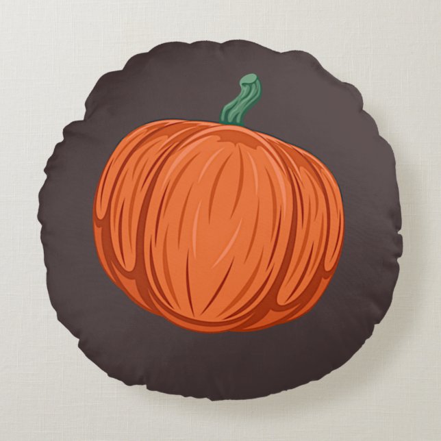 Coussins Ronds Citrouilles et Acorns d'automne recto verso (Devant)